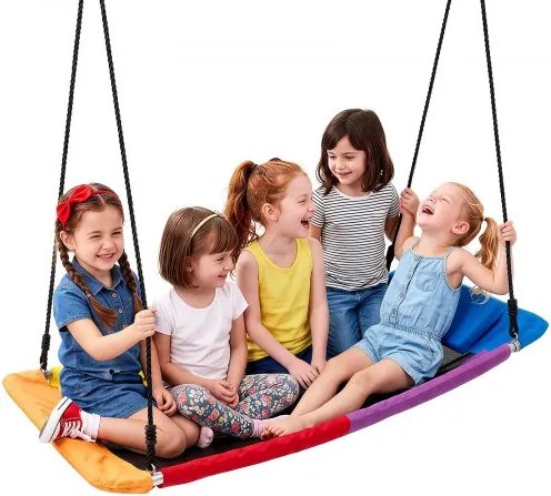 VEVOR Nestschommel 149x77 cm Schotelschommel Familieschommel 317 kg Kleurrijk, voor binnen- en buitengebruik, Schommelzitting gemaakt van 900D Oxford-stof met 2 ophangbanden, verstelbare touwen en afgeronde randen
