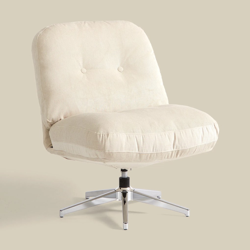 Retro Draaifauteuil Ribstof Creme