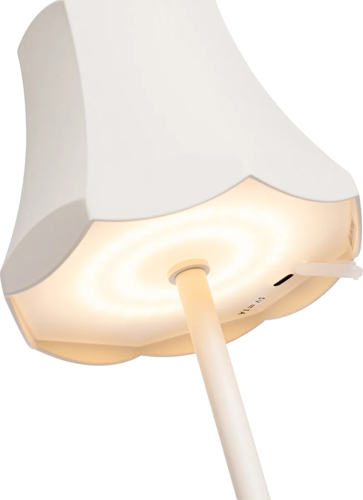 Retro tafellamp off-white oplaadbaar IP44 - Granny