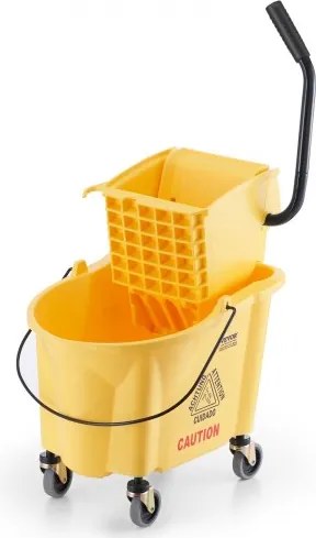 VEVOR dweil-emmer met wringer, 26 QT commerciële dweil-emmer met zijpers, dweil-emmer en wringer-combo op wielen, professionele/industriële/commerciële vloerreiniging, geel
