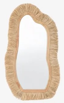 Onregelmatige Wandspiegel 60x105 Cm Van Eikenhout En Raffia Melenis Natuurlijk - Sklum