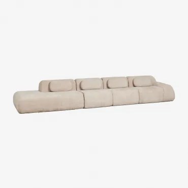Modulaire Hoekbank Van 4 Delen Met Linker Divan In Vacuüm Verpakte Chenille Merida Chenille Dik Tapiocabeige - Sklum
