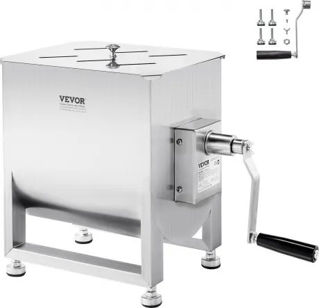 VEVOR Handmatige vleesmenger 30 L vleesverwerker (maximaal 13,61 kg vlees mengen), roestvrijstalen vleesmenger, worstmenger met reductietandwiel, handmixer voor gehakt