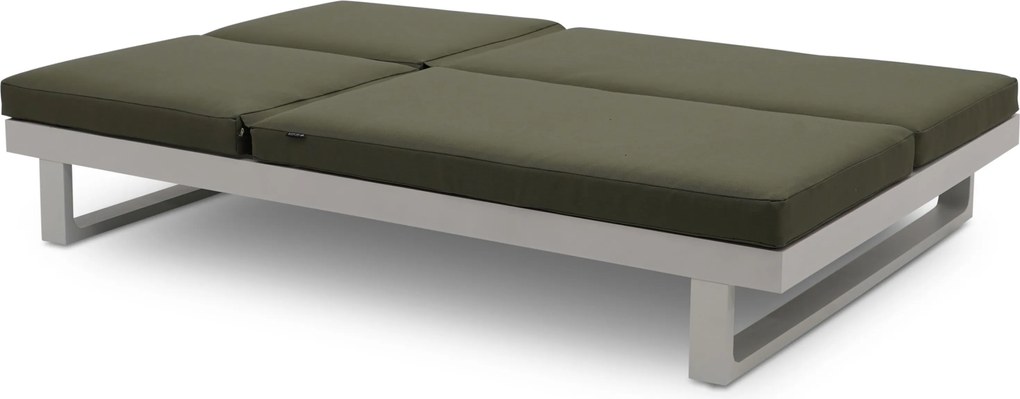 Lifestyle Garden Furniture Massimo Ligbed Met Kussen Wit/moss Green Aluminium Wit