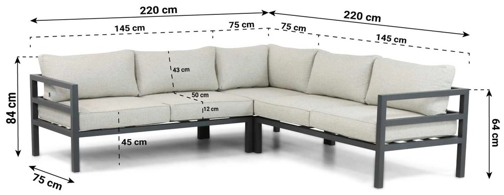 Hoek loungeset 5 personen Aluminium Grijs  Lifestyle Garden Furniture Rodenzo