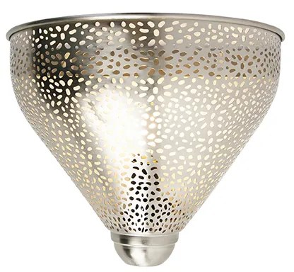 Oosterse wandlamp staal met lichteffect - Sinbad