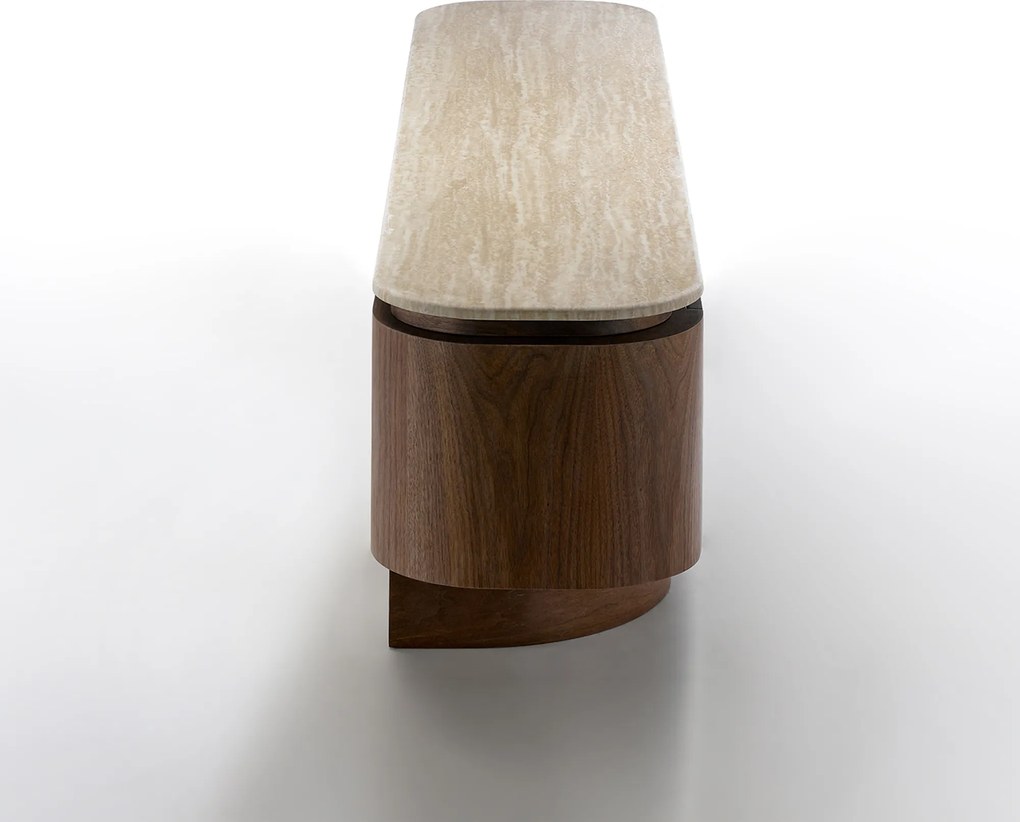 TV Meubel Walnoot Met Travertin - 200x40x55cm.