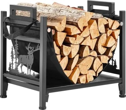 VEVOR Haardhoutrek 450x315x415 mm, Haardhoutrek met doekdrager, Haardhouthouder 18 kg draagvermogen, Haardhouthouder van gepoedercoat staal, Robuuste houtstapelstandaard voor de open haard