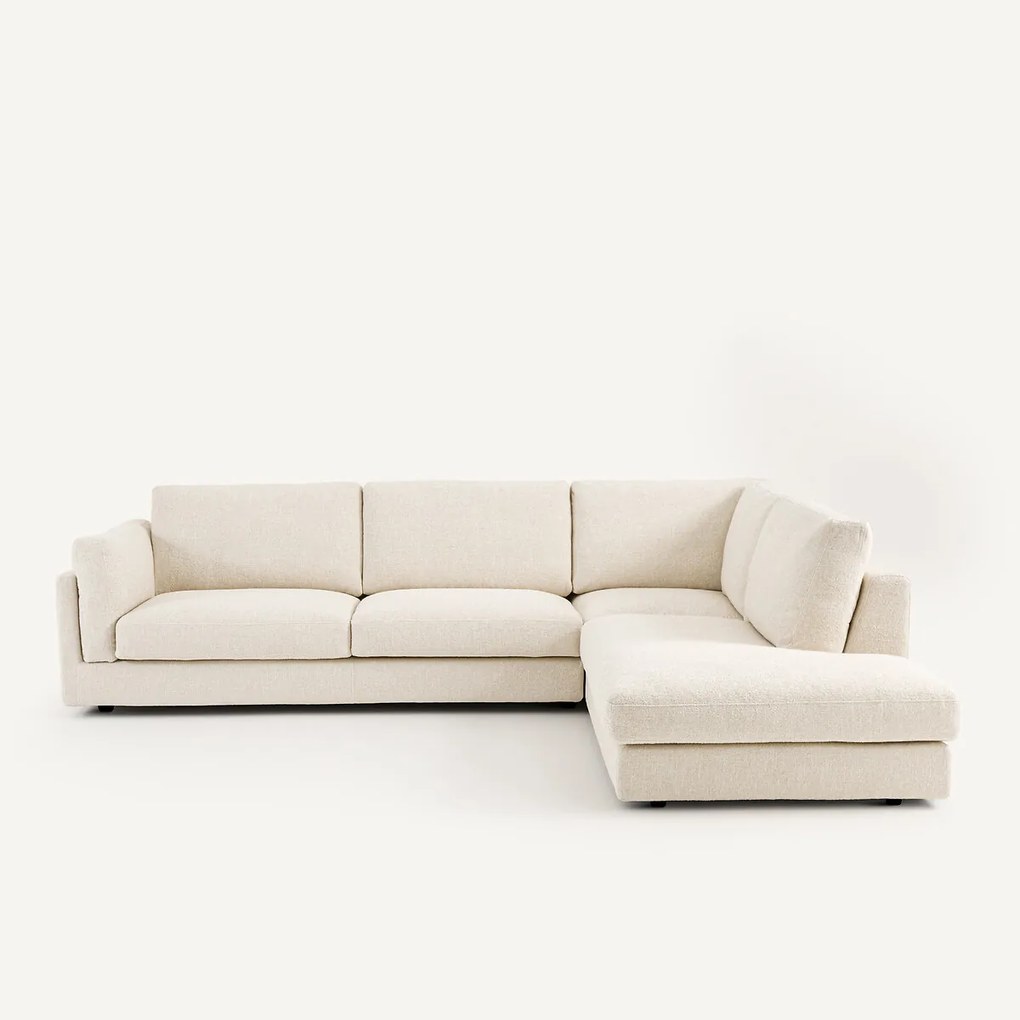 Omvormbare hoekbank met longchair, bouclettestof, César