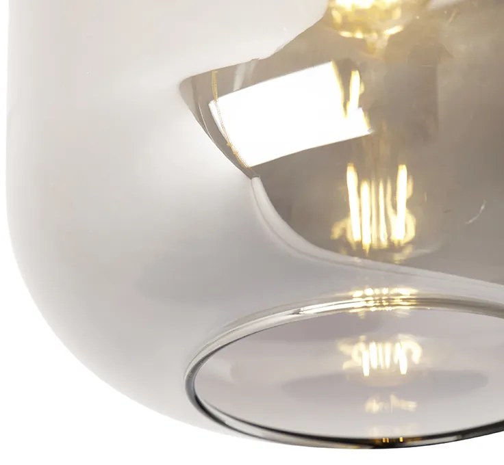 Design plafondlamp zwart met goud en smoke glas - Zuzanna