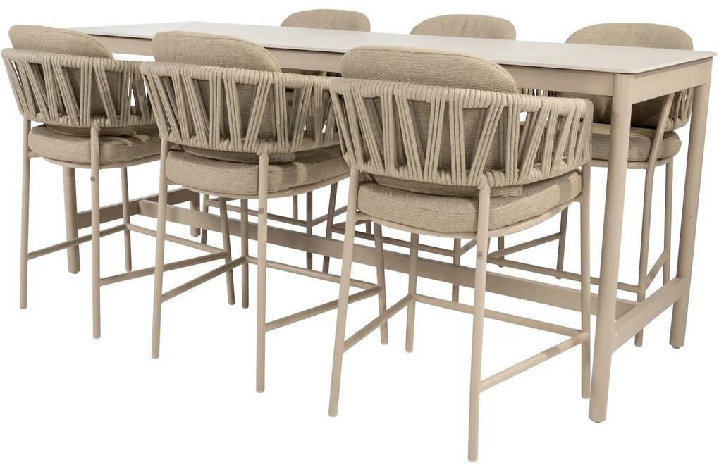 Calma high dining tuinset 7 delig latte aluminium rope Taste 4SO