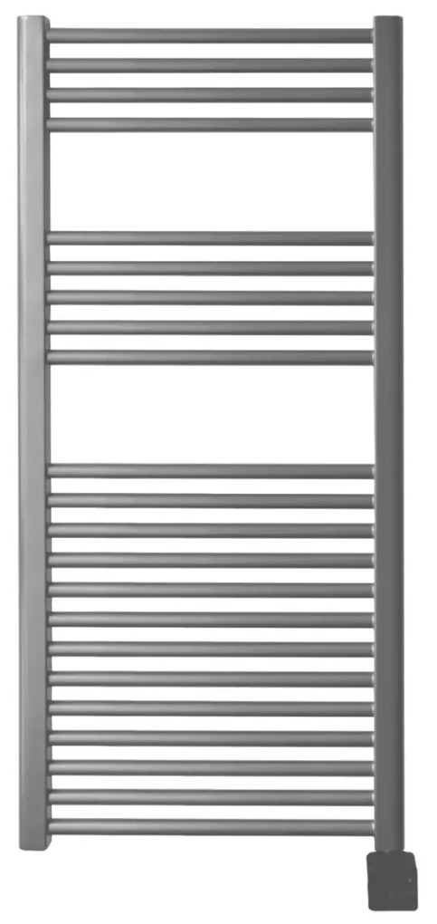 Sanicare elektrische design radiator 60x112cm zilvergrijs met Bluetooth en thermostaat rechts zwart