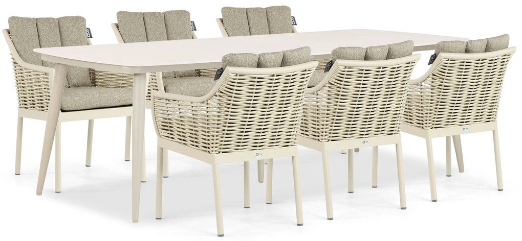 Tuinset 6 personen 240 cm Aluminium/Wicker Taupe Apple Bee Milou/Vienna