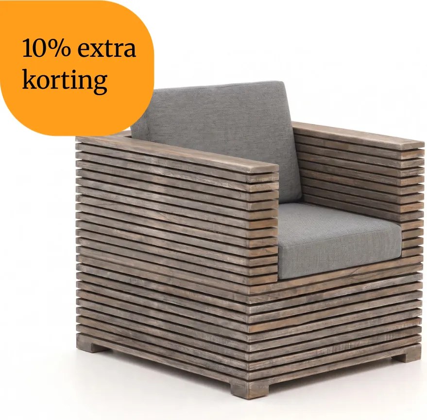 + 10% kassakorting | Lounge tuinstoel |   ROUGH-C | Teakhout | Grijs/Old Teak | Kees Smit Tuinmeubelen