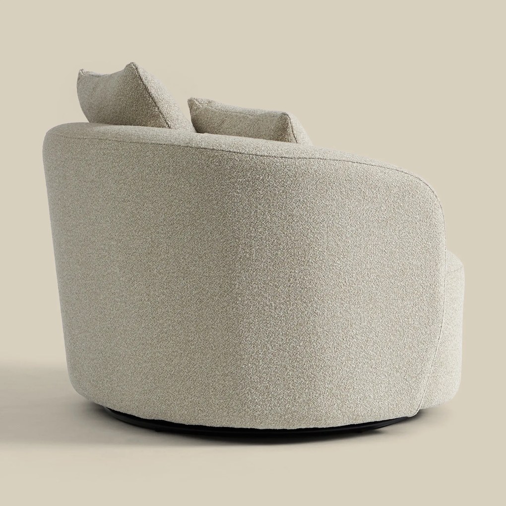 Grote Fauteuil Rond Met Kussens Beige