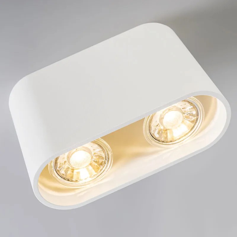 Moderne opbouwSpot / Opbouwspot / Plafondspot wit 2-lichts GU10 50mm - Ronda Design, Modern GU10 ovaal Binnenverlichting Lamp