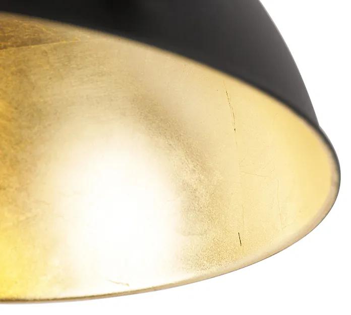 Industriële plafondlamp zwart met goud verstelbaar - Magnax Industriele / Industrie / Industrial E27 rond Binnenverlichting Lamp