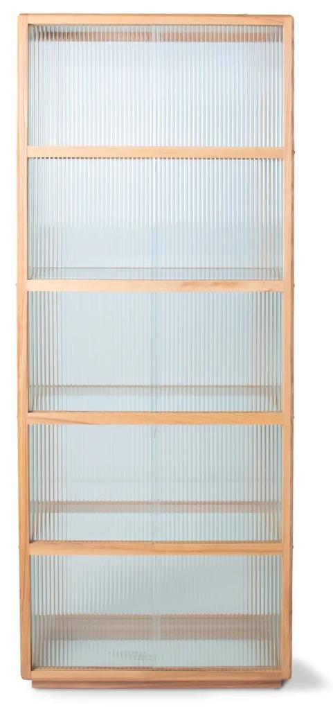 HKliving Display Cabinet Vitrinekast Ribbelglas - 75x36x185cm.