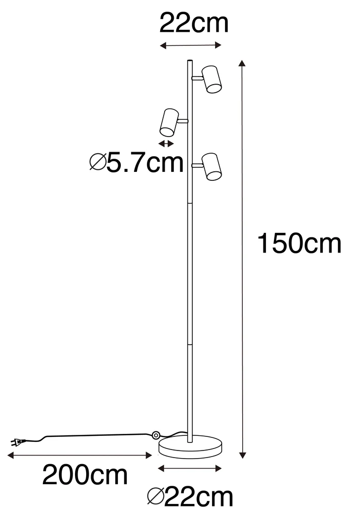 Moderne vloerlamp messing 3-lichts - Jeana Modern GU10 Binnenverlichting Lamp