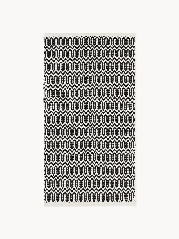 Handgeweven indoor & outdoor vloerkleed Rune met geometrisch patroon