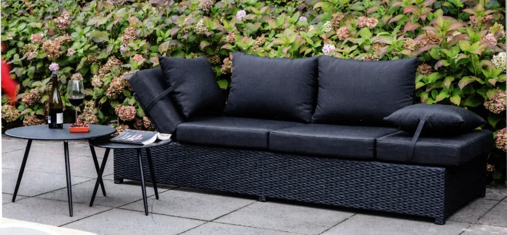 Lesli Living Loungebank - Roma - Zwart - Wicker - Lesli Living
