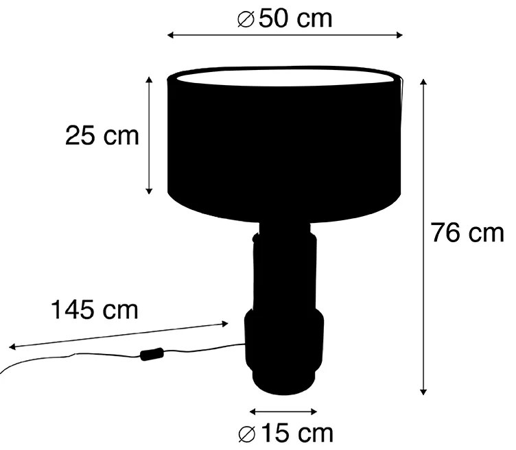 Tafellamp brons met velours vlinder kap 50 cm - Bruut Art Deco E27 rond Binnenverlichting Lamp