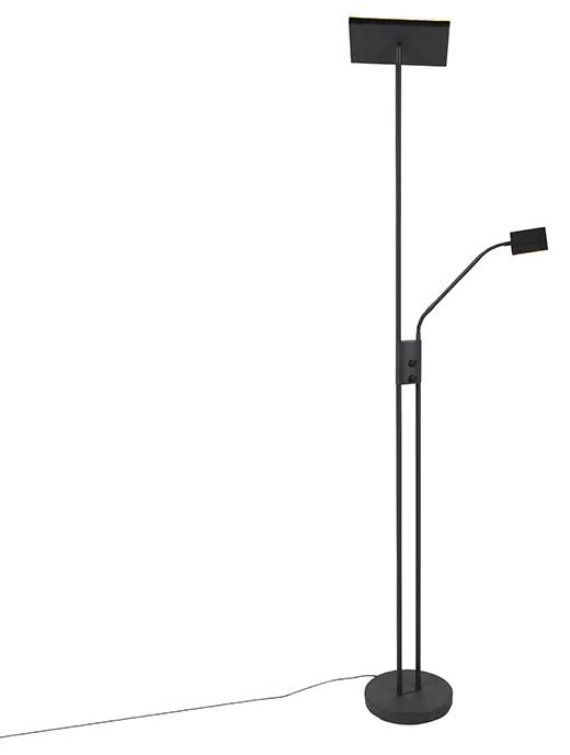 Moderne vloerlamp zwart incl. LED en dimmer met leeslamp - Jazzy Modern vierkant Binnenverlichting Lamp