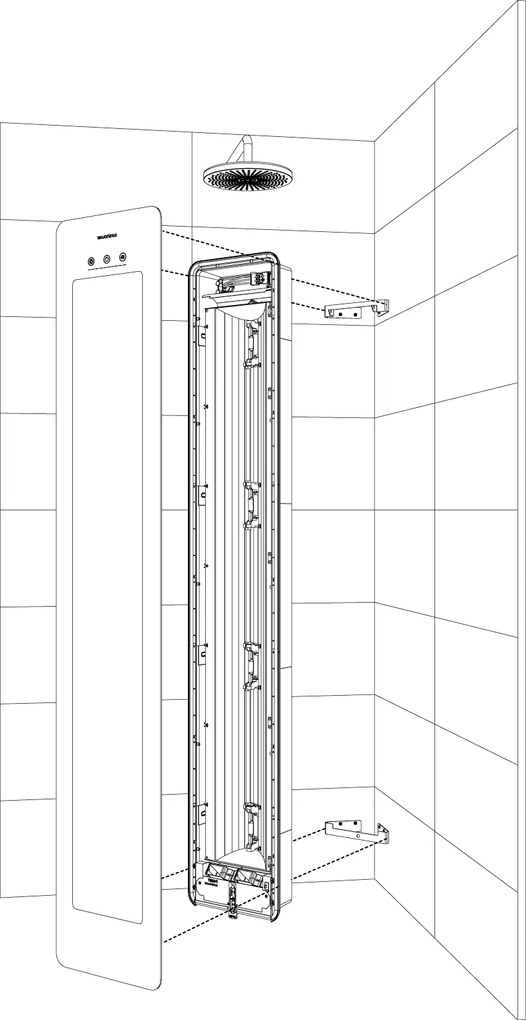 Sunshower Round Plus Large Sand White infraroodlamp en UV 33x185x10cm hoekopbouw