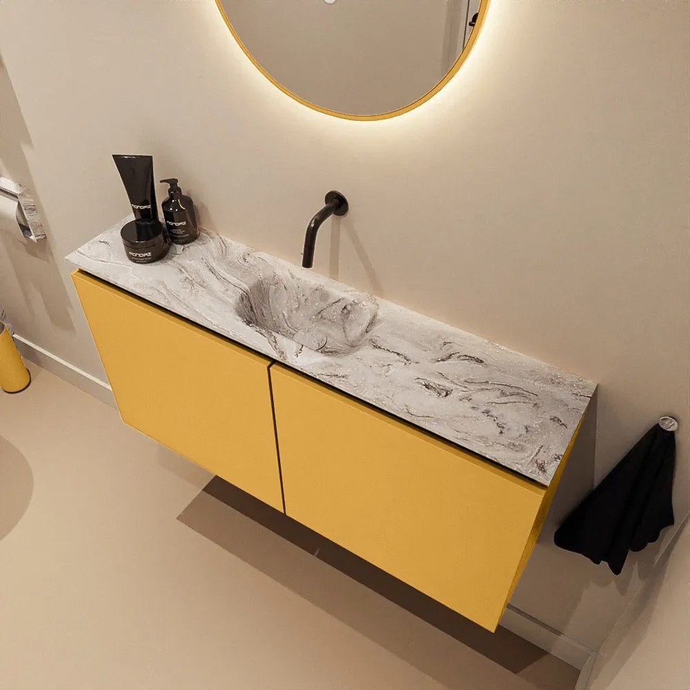 Mondiaz Ture DLux toiletmeubel 100cm ocher met wastafel glace midden zonder kraangat