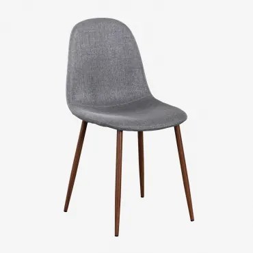 Glamm Eetkamerstoel Donker Hout & Linnen Grijs – Koel - Sklum