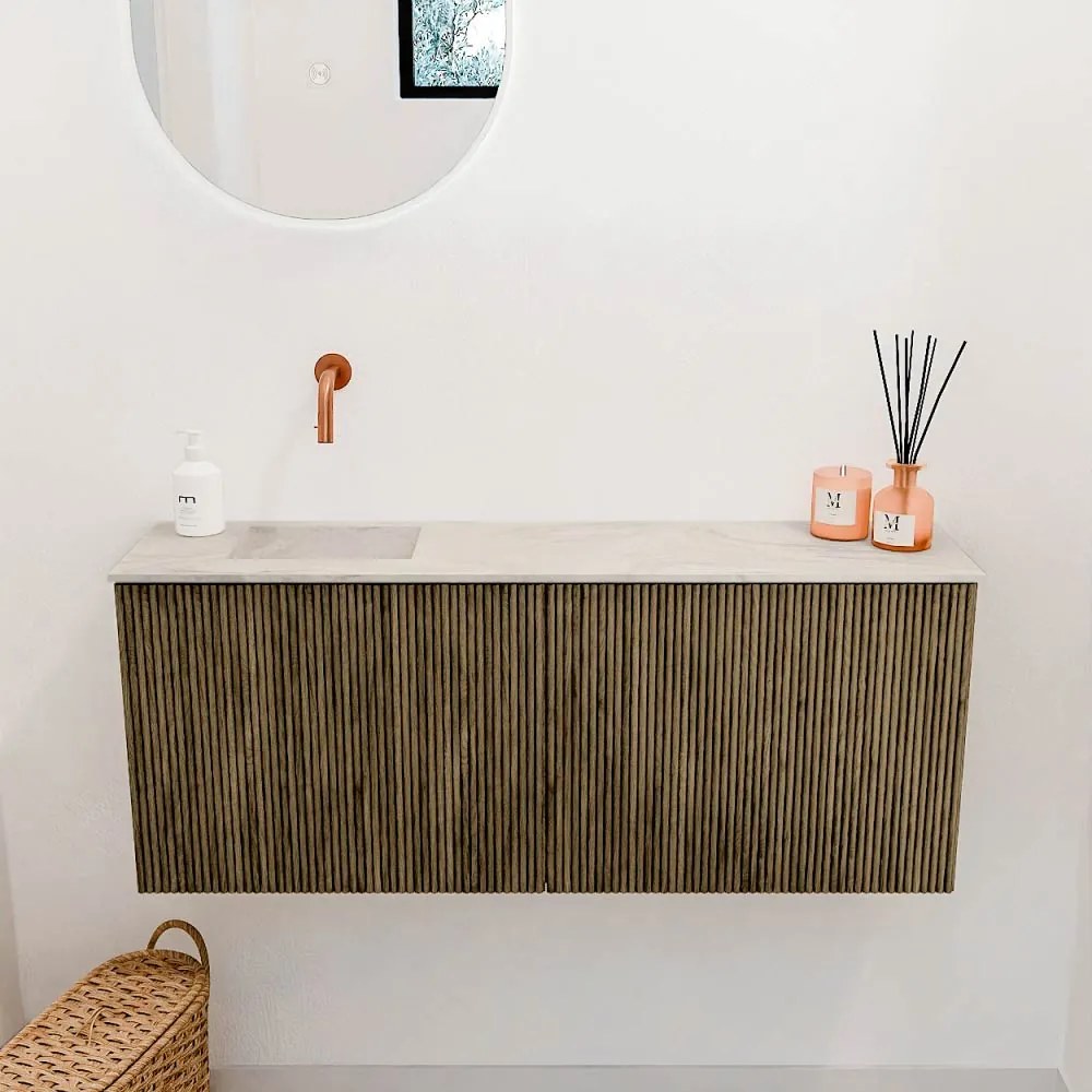 Mondiaz Joya DLux 100cm toiletmeubel dusk met wastafel faye links zonder kraangat ostra