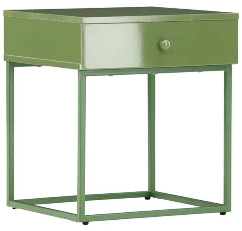 Metalen Nachtkastje Met Lade Groen - 41x41x50cm.
