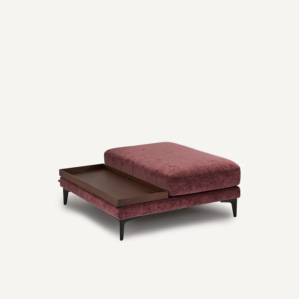 Voetensteun met dienblad, fluweelmix, MODERNISTE, ontwerp Emmanuel Gallina