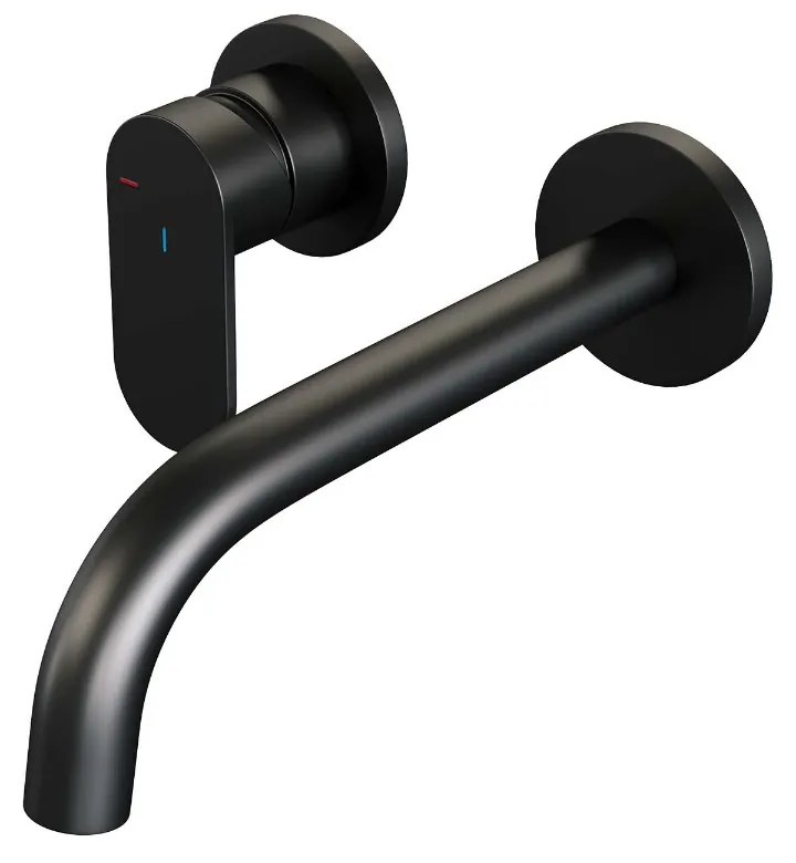 Brauer Black Edition ColdStart wastafelkraan inbouw gebogen uitloop en rozetten model C2 zwart mat