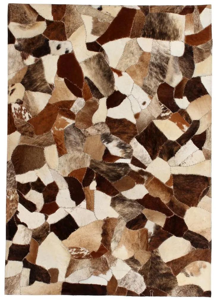 Medina Vloerkleed gemengd patchwork 120x170 cm echt leer bruin/wit