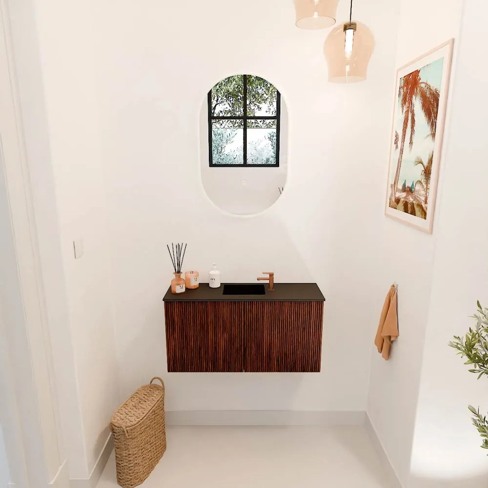 Mondiaz Joya 80cm toiletmeubel ruby met wastafel faye midden 1 kraangat urban