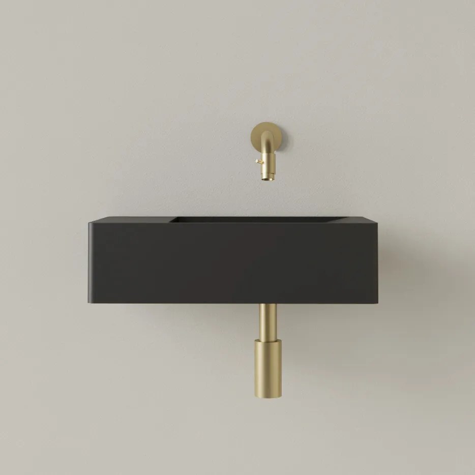 Sanigoods Luko fontein 40x22cm links zonder kraangat mat zwart