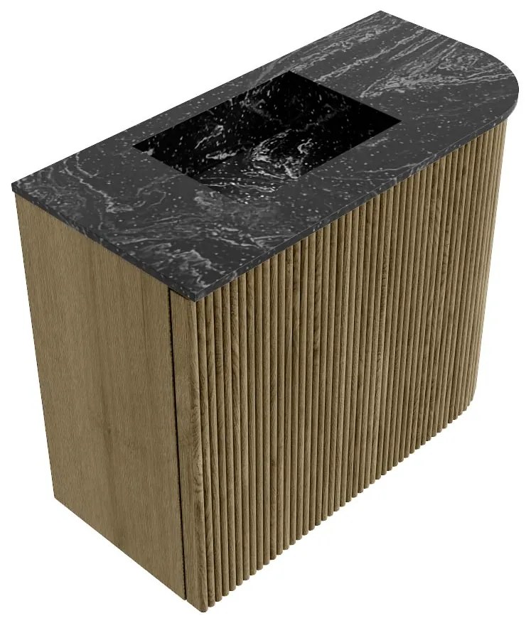 Mondiaz Joya DLux 50cm toiletmeubel ronding rechts dusk met wastafel faye links 1 kraangat lava