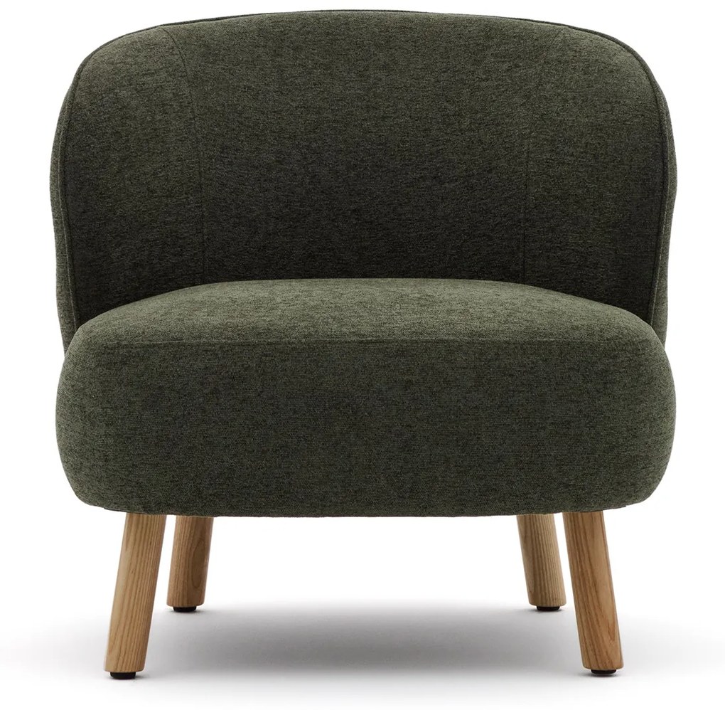 Kave Home Ulit Fauteuil Groen Chenille Met Houten Pootjes