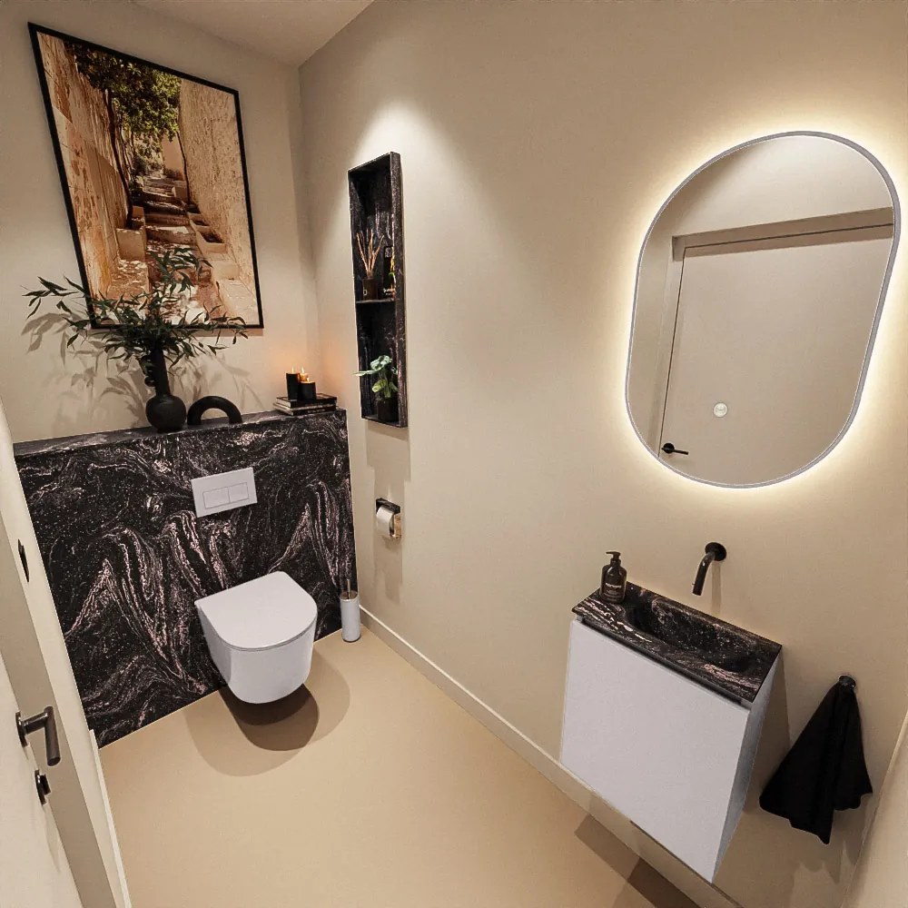 Mondiaz Ture DLux toiletmeubel 40cm cale met wastafel lava rechts zonder kraangat