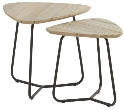 4 Seasons Outdoor | Axel triangle coffee table (set of 2)  Bijzettafel    houtkleur weerbestendig