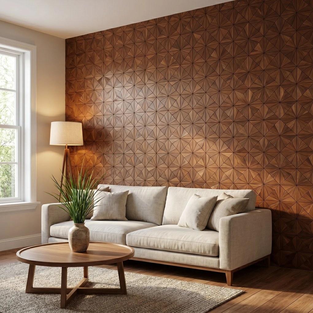 Decoratief Houten Wandpaneel | Nolan Brown | 60×60 cm | Amerikaans Notenhout