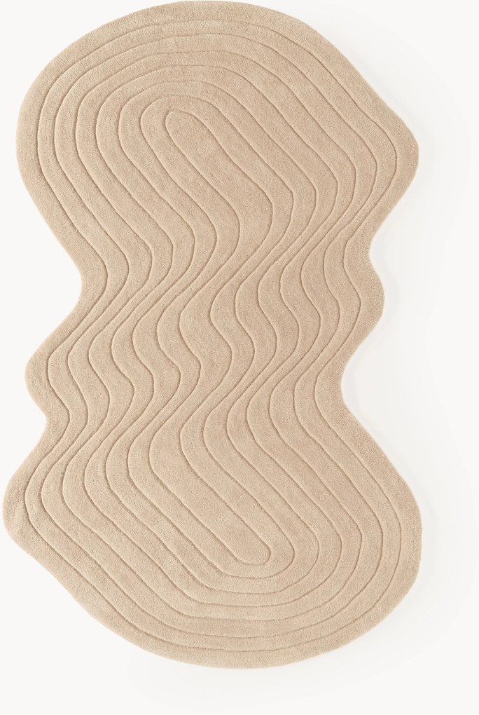 Handgetuft wollen vloerkleed Aliza in organische vorm