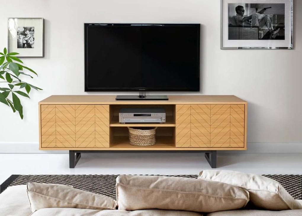 24Designs Highgate Tv-meubel Eiken - B150 X D40 X H50 Cm - Visgraat Print