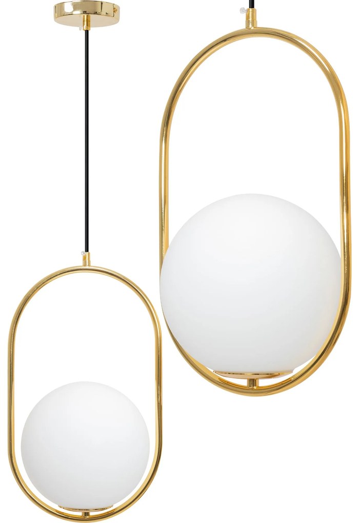 Plafondlamp Hangende Glazen Bol Wit Goud APP473-1CP