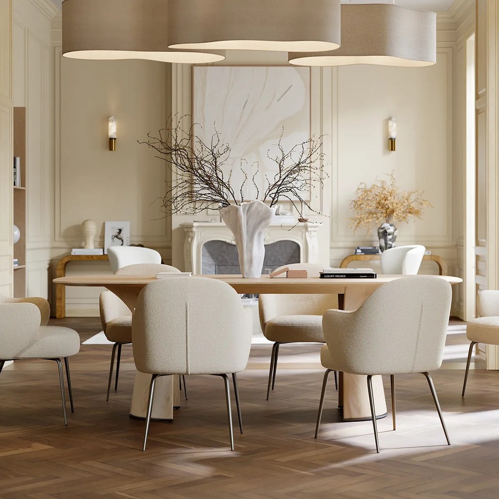 Dan-Form Bae Luxe Eetkamerstoel Met Armleuningen Almond Shimmer Boucle