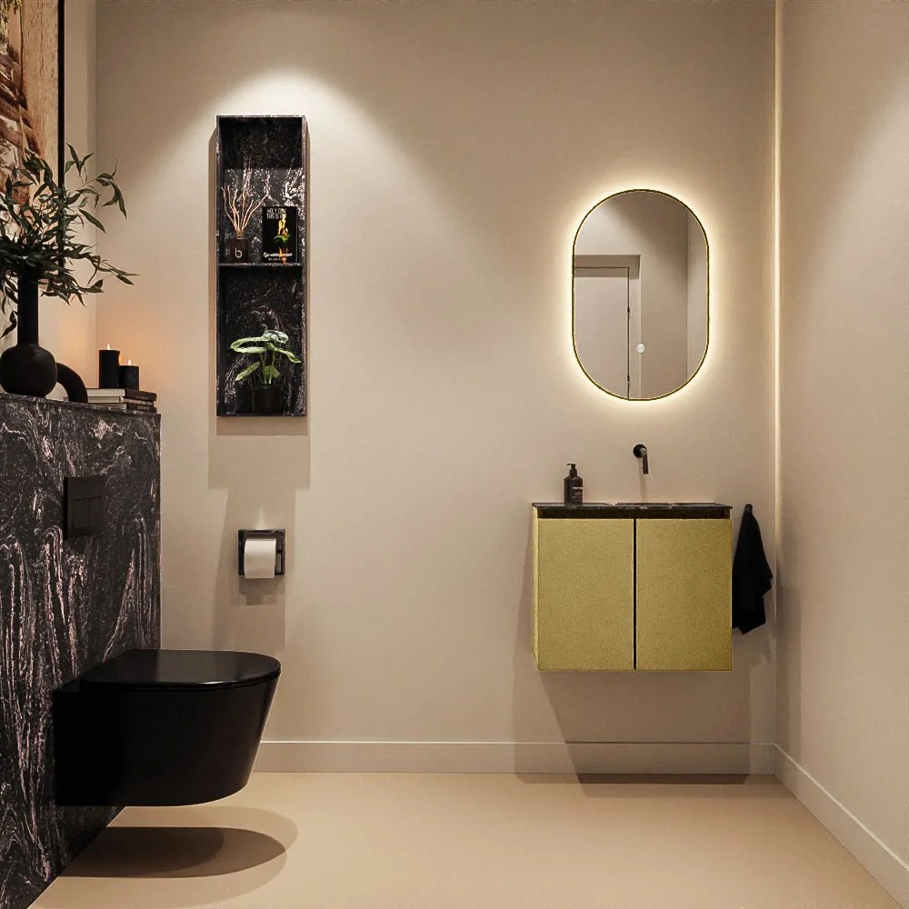 Mondiaz Ture DLux toiletmeubel 60cm oro met wastafel lava rechts zonder kraangat