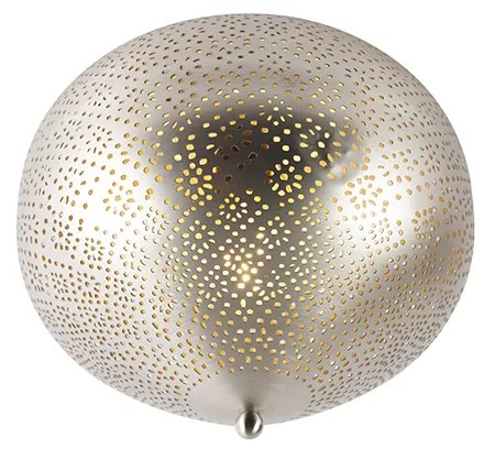 Oosterse plafondlamp staal met lichteffect - Sinbad