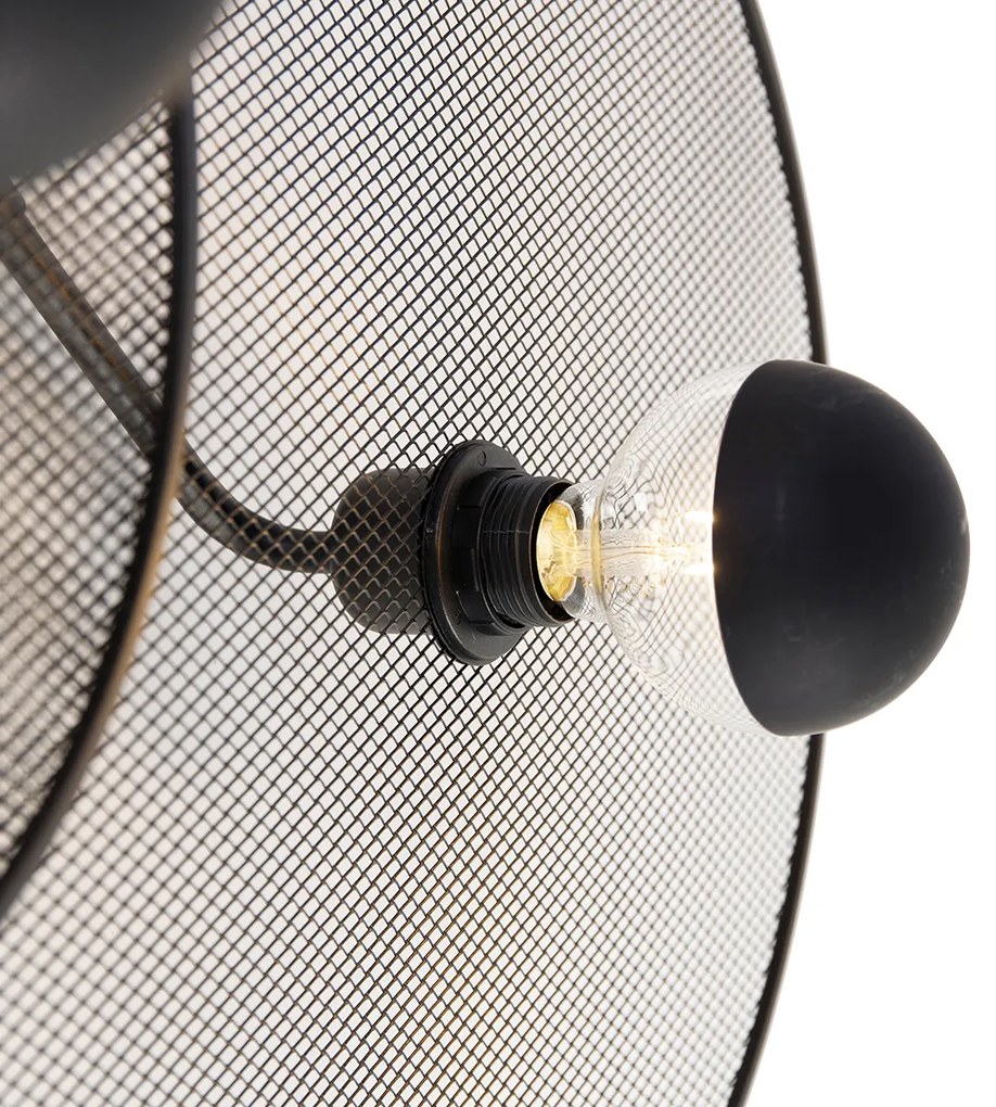 Design wandlamp zwart met mesh 3-lichts - Jane Design E27 Draadlamp rond Binnenverlichting Lamp