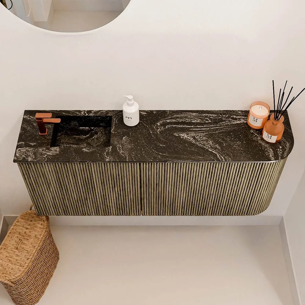 Mondiaz Joya DLux 100cm toiletmeubel ronding rechts dusk met wastafel faye links 1 kraangat lava